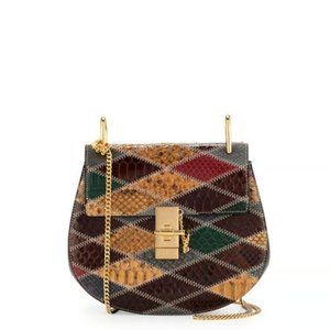 Chloe Drew Diamond Patchwork Snakeskin Cross Body Purse